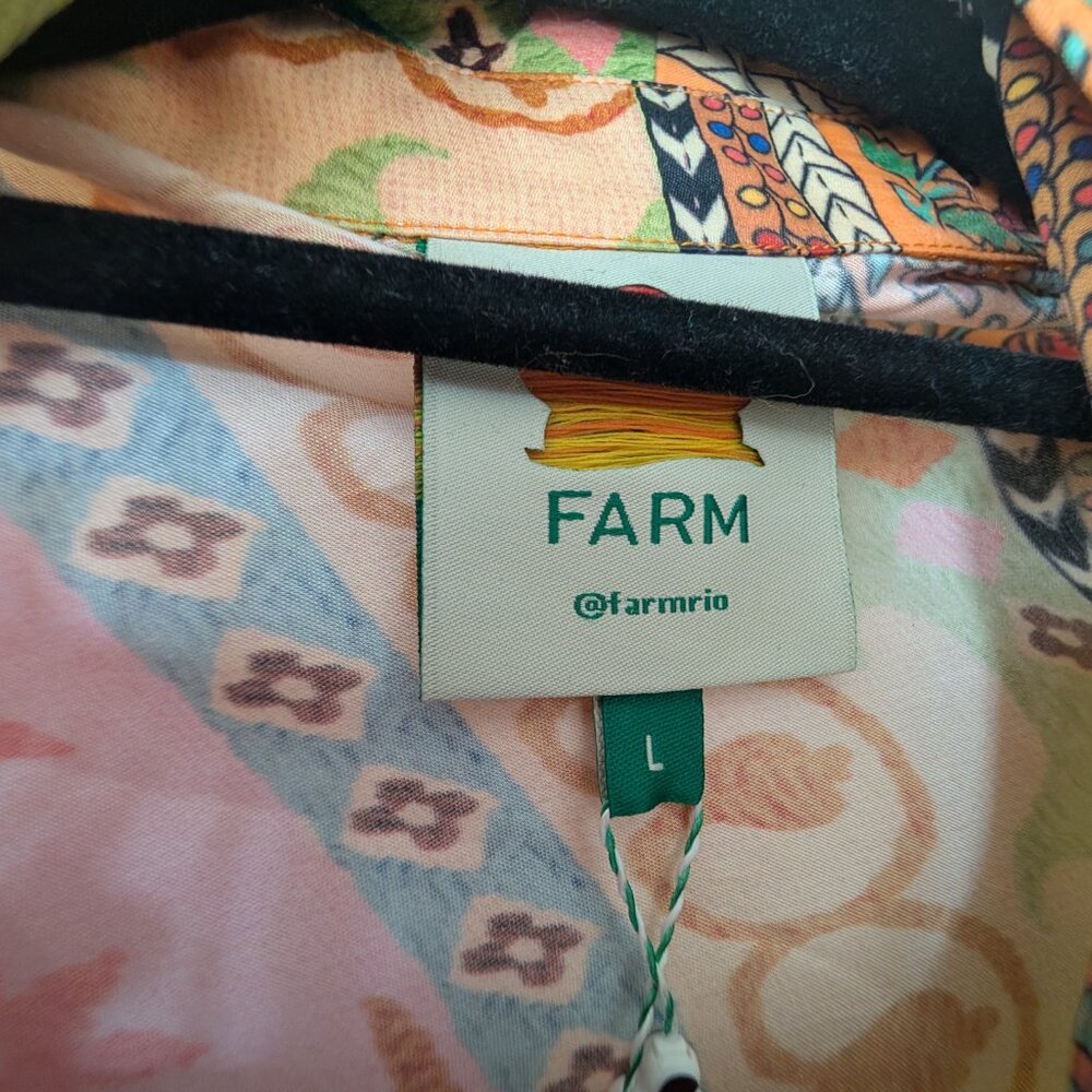 Farm Rio Mixed Scarves Multi Print Chemise - Picture 4 of 5